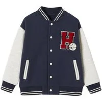 vertbaudet Fleecepullover College-Sweatjacke mit Aufnäher Jungen