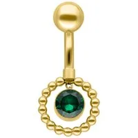 Wildcat Bauchnabelpiercing Bubble Circle Bananabel für Bauchnabel, 1 Stück, Chirurgenstahl 316L - wasserfest, hautverträglich, Gold-Smaragdgrün