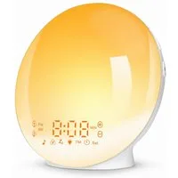 Kityhome Tageslichtwecker Tageslichtwecker mit Sonnenaufgang, 2 Weckzeiten, 7 Naturtöne 7 Naturtöne,11 Farben,20 Helligkeitsstufen