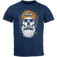 Neverless Print-Shirt Herren T-Shirt Printshirt Moin Skull Windrose Kompass Totenkopf mit Print