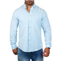 CARISMA Langarmhemd Herren Leinen Baumwoll Mix Casual Hemd 8529 Regular Button-Down-Kragen Langarm Uni