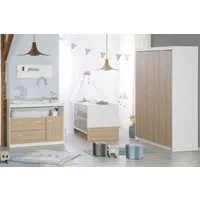 roba® Babyzimmer-Komplettset Gabriella 3-teilig - Aus Holz - Bicolor - Weiß & Sonoma Eiche, (Set 3-teilig, mit breiter oder schmaler Wickelkommode), Gitterbett, Wickelkommode & Kleiderschrank 3-türig