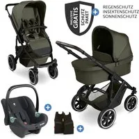 ABC Design Kombi-Kinderwagen Salsa 5 Air Set - Pure - Avocado, 3in1 Kinderwagen Buggy mit Babywanne, Babyschale, Sportsitz & Zubehör