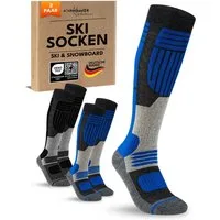sockenkauf24 Skisocken Merino Herren 2 Paar Ski Kniestrümpfe Merinowolle (2-Paar) atmungsaktive Skisocken mit verstärkten Belastungszonen