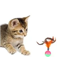 HomeBella Tier-Beschäftigungsspielzeug Katzenspielzeug Ball mit Feder Kauspielzeug - K-11, für Katzen Kitten Haustier zum Spielen Beißen Kauen