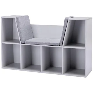 Homcom Kinderregal, Grau, Textil, Nachbildung, 6 Fächer, Füllung: Schaumstoff, 30x62x103 cm, Kinder- & Jugendzimmer, Kindermöbel, Kinderregale