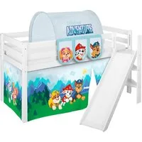 Lilokids Kinderbett Hochbett JELLE mit schräger Rutsche & Vorhang PAW PATROL 200x90
