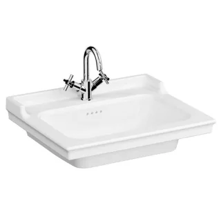 VitrA Valarte Möbelwaschtisch 7801B003-0001 65 x 53 x 21,5 cm, weiß hochglanz, 1 Hahnloch und 4 Überläufe mittig