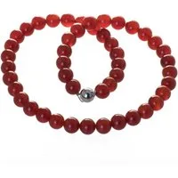 Perlenkette Kette mit 10 mm Karneol Perlen, Magnetverschluss
