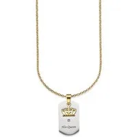 Bruno Banani Kette mit Anhänger Schmuck Geschenk Halskette Ankerkette, Krone feste Gravur "His Queen"