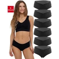 Fabio Farini Panty Damen Mid Taillenslips Unterhosen - Frauen Baumwoll Panty mit Stretch (Packung, 6-St) im sportlich modernen Design mit Schleifchen