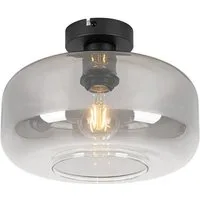 Qazqa Deckenleuchte Bizle, ohne Leuchtmittel, Warmweiß, QAZQA Deckenleuchte, e27, Grau, Glas, Art Deco