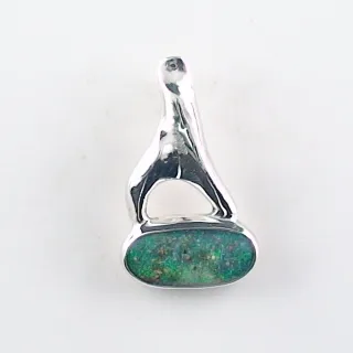 Massiver 935er Silberanhänger mit 0,81 ct. Boulder Opal