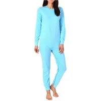 Normann Pyjama Damen Pflegeoverall langarm Einteiler mit Reißverschluss am Bein