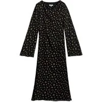 Bhoem Midikleid BHOEM Fließendes, gemustertes Midikleid, Schwarz (1-tlg)
