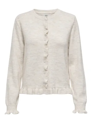 JDY - JDYLETTY L/S ON FRILL CARDIGAN KNT NOOS Birch - Gr. - XL