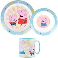 Peppa Pig Kindergeschirr-Set Peppa Wutz Kinder Geschirr-Set 3 teilig (3-tlg), 1 Personen, Kuststoff, Becher Teller Schüssel - Molly George