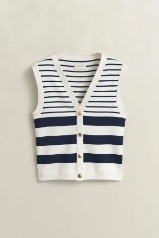 GANT - Gestreifte Strickweste eggshell - Gr. - L