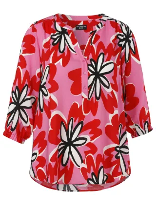 VIA APPIA DUE - Tunika V-Ausschnitt 3/4 Arm Druck pink multicolor - Gr. - 48