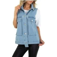 Ital-Design Jeansjacke Damen Freizeit Jeansstoff Jeansjacke in Blau
