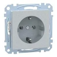 Schutzkontakt-Steckdose mit Steckklemme, Unterputz, 16 Ampere, 250 Volt, System M aluminium, Retail