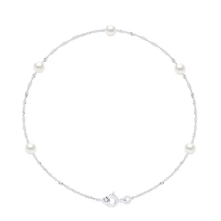 Armband – 5 echte Süßwasser-Zuchtperlen rund 4–5 mm