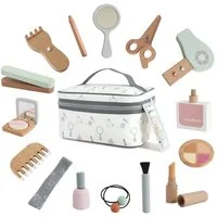 Lzbargon Spielzeug-Frisierkoffer Holzschminke Spielset Set,Kinderschminke für Friseur Set Spielzeug, Friseurkoffer Haarstyling Zubehör Makeup Spielzeug Für 3 Jahre Alte