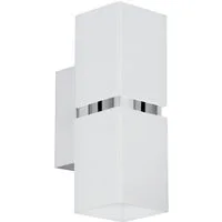EGLO Wandleuchte PASSA, LED wechselbar, Warmweiß, Wand-/Deckenleuchte, L5,5 x H17 x AL8,5 cm, chrom, weiß
