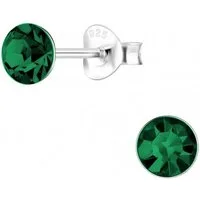 ALEXANDER YORK Paar Ohrstecker KRISTALL 5 mm emerald, 2-tlg., 925 Sterling Silber