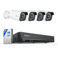 Reolink Überwachungskamera 4K PoE Überwachungskamera Set RLK8-810B4-A (AuBenbereich, Innenbereich, 8CH 2TB HDD NVR,4X PoE IP Kamera, Personen-/Fahrzeug-/Tiererkennung)