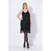 Ulla Popken Cocktailkleid Fransenkleid ärmellos