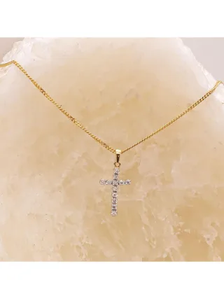 Diamonds by Ellen K. Halskette Gold 585 Kreuz mit 12x Diamant zus. 0,12ct.