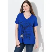 Ulla Popken T-Shirt T-Shirt Trachtenmotiv Classic V-Ausschnitt Halbarm