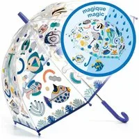 DJECO Stockregenschirm Fische Unterwasserwelt Kinderschirm DD04710, bei Regen ändern sich die Farben