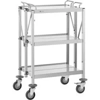 Royal Catering Servierwagen 3 Ebenen Küchenwagen Küchenrollwagen faltbar Edelstahl 58 x 40 cm