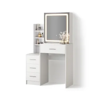 Livinity® Schminktisch, Weiß, Holzwerkstoff, 8 Fächer, 4 Schubladen, 80x131.6x36 cm, Schlafzimmer, Schminktische