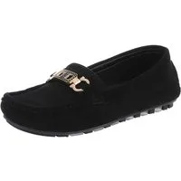 Ital-Design Eleganter Mokassin für Damen mit Verschluss-Details Slipper (91260983) Flach Mokassins in Schwarz