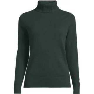 Rollkragen-Pullover aus Kaschmir, Damen,  Grün, Kaschmir, by Lands' End