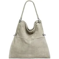 Caspar Schultertasche Große Vintage Damen Leder Handtasche - PREMIUM LINE - Modell No.805, samtig weich, angenehmer Tragekomfort - 100% Wildleder - Made in Italy