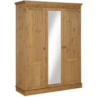 OTTO home Kleiderschrank Indra (3 Breiten: 100/145/233 cm H/T ca.187/54 cm) aus massiver Kiefer, mit Spiegel bei der 3- und 5trg.Variante