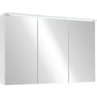 Badezimmerspiegelschrank TWO, B 100 cm, mit LED-Beleuchtung Weiß, 6 höhenverstellbare Einlegeböden, Spiegeltüren