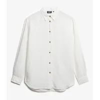Superdry Longbluse CASUAL LINEN BOYFRIEND SHIRT OPTIC