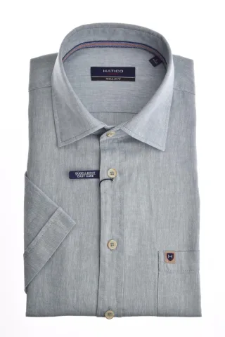 pure - HATICO- Sport Hemd regular fit Halbarm blau - Gr. - XL
