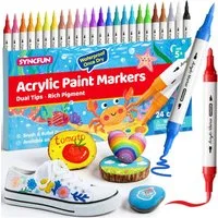 SYNCFUN Marker SYNCFUN Acrylstifte für Steine, 24 Farben doppelten Enden, (24-tlg)