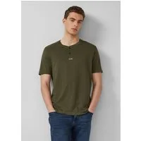s.Oliver Kurzarmshirt T-Shirt Henley-Shirt in Flammgarnstruktur