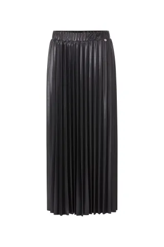 Rich & Royal - Shiny plissee skirt black - Gr. - 40