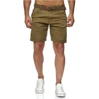 Indicode Shorts Herren kurze Hose mit Gürtel - Conor - Aus Baumwolle - Regular Fit Freizeithose - Sportlich eleganter Look - Bequemes Stretch Material
