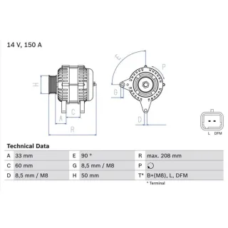 Bosch Lichtmaschine 150A Nissan Opel Renault 0986047390