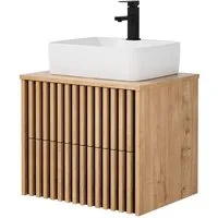UEV Waschtisch mit Unterschrank hängend Keramik Waschbecken (Packung, Komplett-Set Badmöbel, Badezimmmer Schrank), Waschbeckenunterschrank mit Wasserhahn und Pop-up-Ablassventil