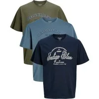 Jack & Jones Print-Shirt stilvolle Slim-Fit und Regular Shirts (Spar Set, 3er-Pack) Shirts mit Printaufdruck aus Baumwolle